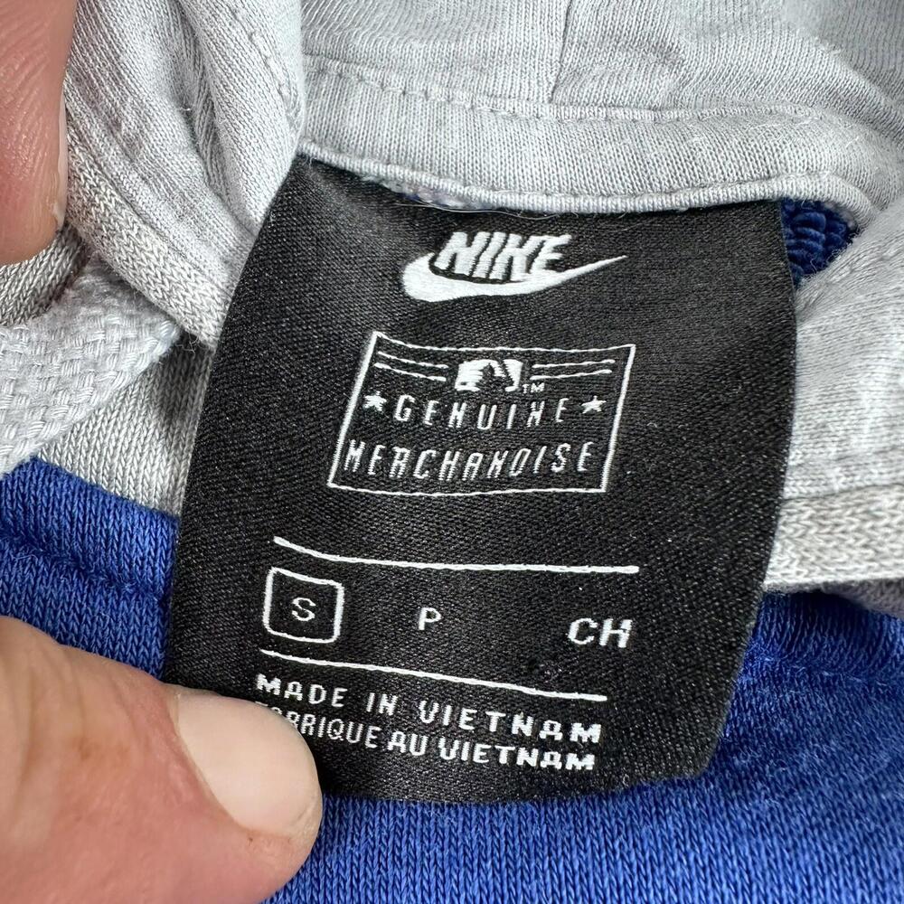 Chicago Cubs Hoodie Mens Small Blue Gray Sweatshirt Nike Midweight Spellout - Picture 4 of 8